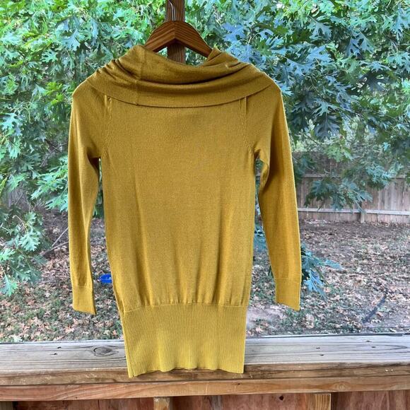 Moma Women's Mustard Yellow Cowl Neck Wool Blend Sweater Size 36 (S) - Picture 2 of 11